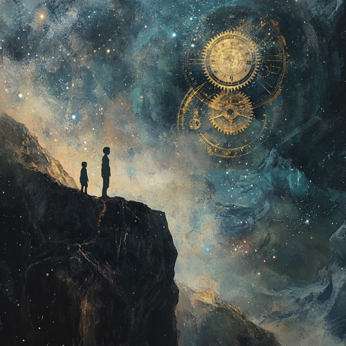 Surreal Watercolor Digital Art Boy Man Universe