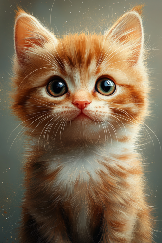 Sweet, Smiling Kitten in Cute Vector Art