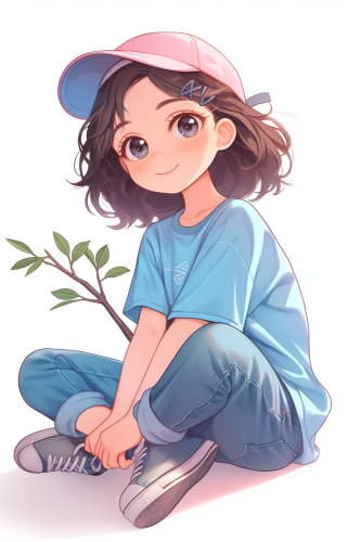 Sweet Smiling Girl in Fashionable Chibi Style