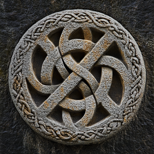 Symbole celte craquelé inspiré d'église, vue du dessus.