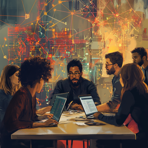 Tech Professionals Collaborating in Modern Office