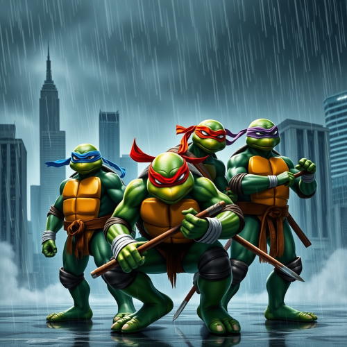 Teenage Mutant Ninja Turtles in Rainy City