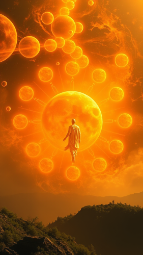 Ten suns shining brightly on planet Earth.