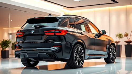 The 2025 Black BMW X5 in Luxury Showroom