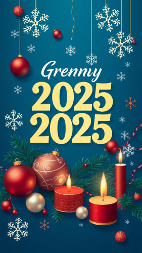 The 2025 Seasonal Greeting Card with Blue Background