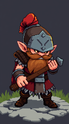 The 8-Bit Pixel Art Dwarf Warrior