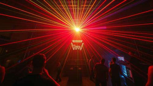 The 90s Rave with Laser Lights in Warehouse