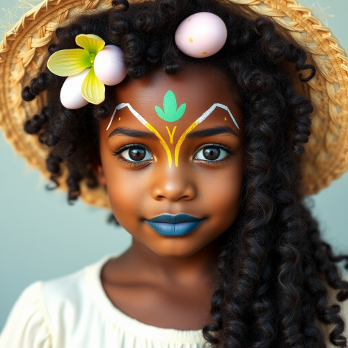 The African American Girl Celebrating Easter Joyfully