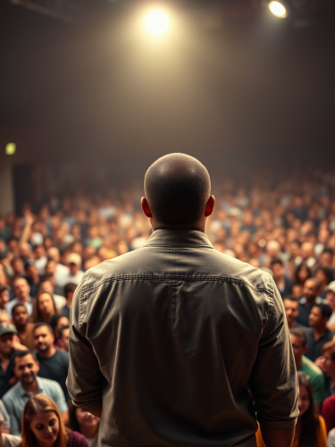 The African American Speaker Addressing a Huge Crowd