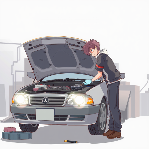The Anime Mechanic Fixing a Car The Anime Mechanic Fixing a Car