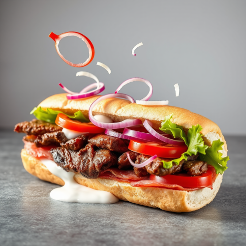 The Artistic Display of a Flying Kebab Sandwich