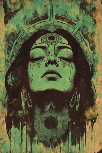 The Aztec Girl's Glowing Stoner T-Shirt Illustration