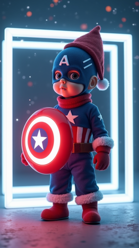 The Baby Captain America's Futuristic Christmas Party Poster