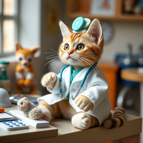 The Baby Doctor Cat in a Model Parade