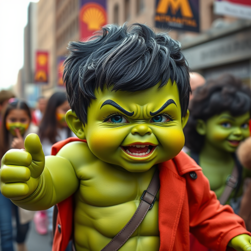 The Baby Hulk at a Fashion Parade
