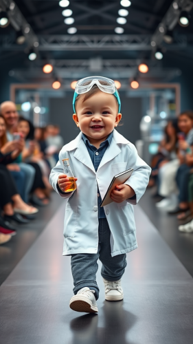 The Baby Scientist Struts on Fashion Runway
