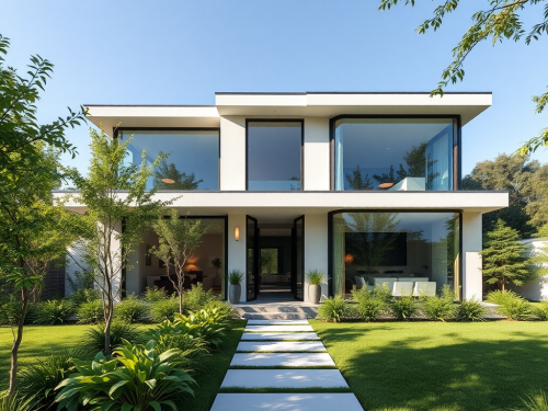The Beautiful Modern House with Large Windows The Beautiful Modern House with Large Windows