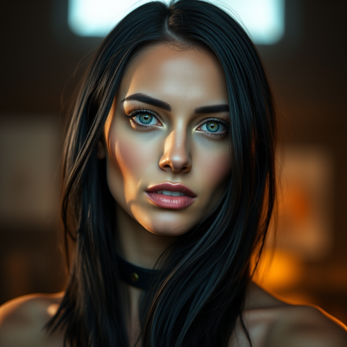 The Beautiful Woman with Light Green Eyes