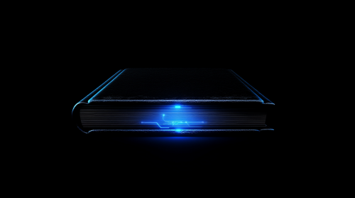 The Bible glowing blue with digital light The Bible glowing blue with digital light