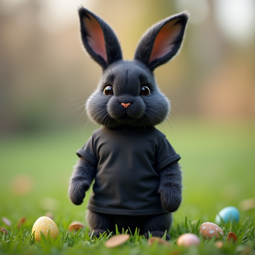 The Black Easter Bunny in a T-Shirt