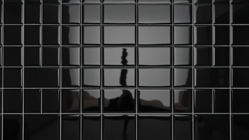 The Black Glossy Square Tile Wall