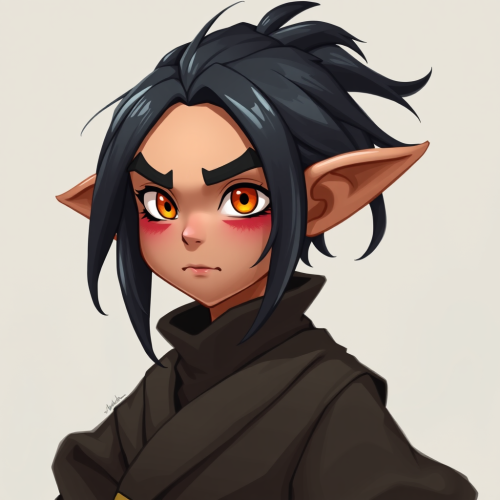 The Black-Haired, Orange-Eyed Male Gnome Monk