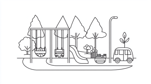 The Black Ink School Playground with Equipment