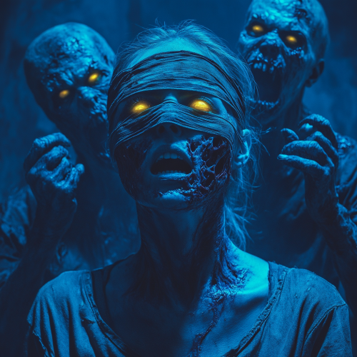 The Blindfolded Woman with Zombies