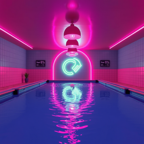 The Bright Neon 80s Pool with Pink Tiles