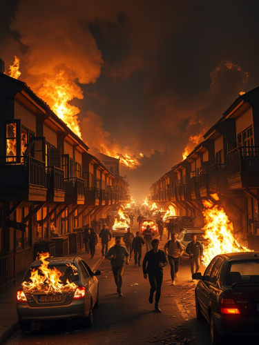 The Burning City: A Panic-Stricken Night Escape