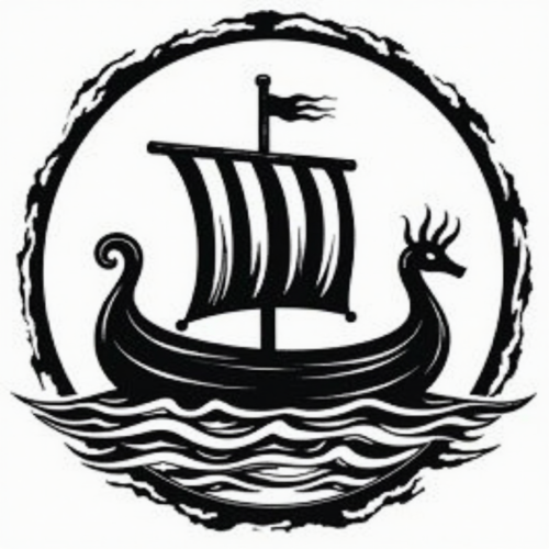 The Children's Camp Round Logo with Viking Boat