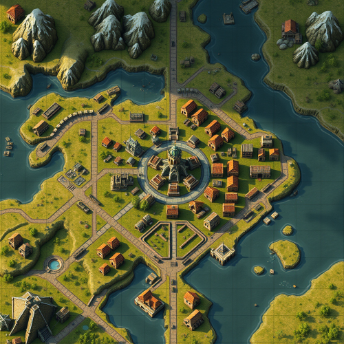 The City Center Battlemap with Square Grid