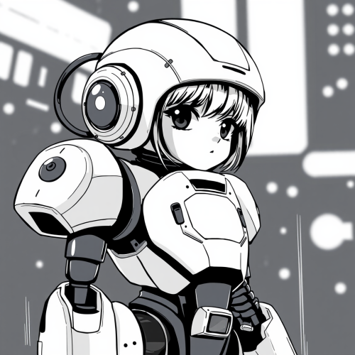 The Cute Manga Robot Girl in Noir Style