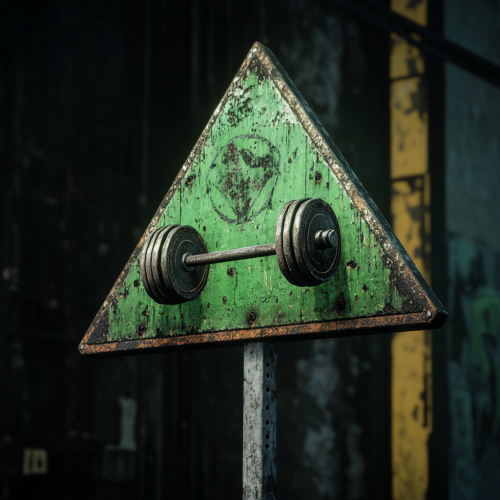 The Dark, Detailed Street Sign with Barbell Design