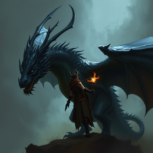 The Dark Elf Druid Shapeshifted into a Black Dragon