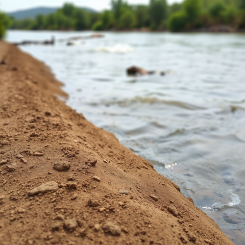 The Dirt River Bank with Steady Flow
