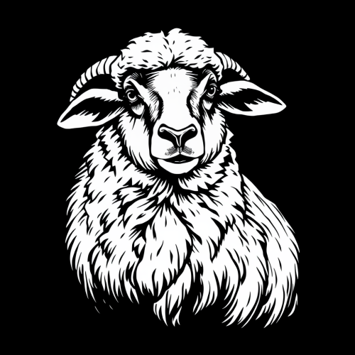 The Dramatic, Textured Sheep in Line Art