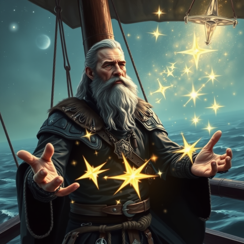 The Druid Man on Ship Summoning Stars.