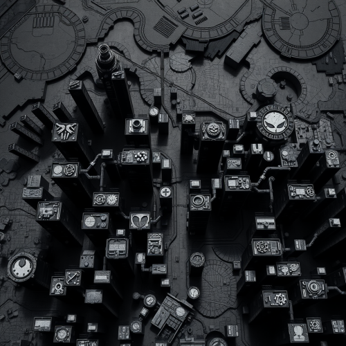 The Dystopian Future City Map with Industrial Feel