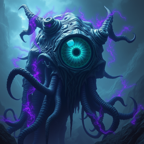 The Eldritch Creature Behind a Purple Magic Barrier