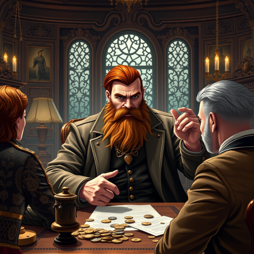 The Fearful Banker Negotiating in Coin-Filled Office