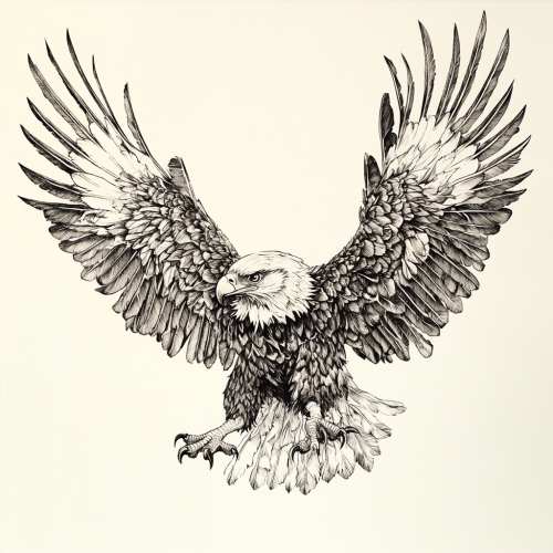 The Flapping Philippine Eagle in Line Art Style
