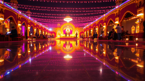 The Floor Reflection of Diwali Lights