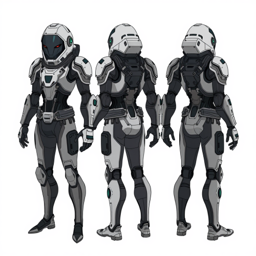 The Four-Armed Sci-Fi Character's Turnaround Images