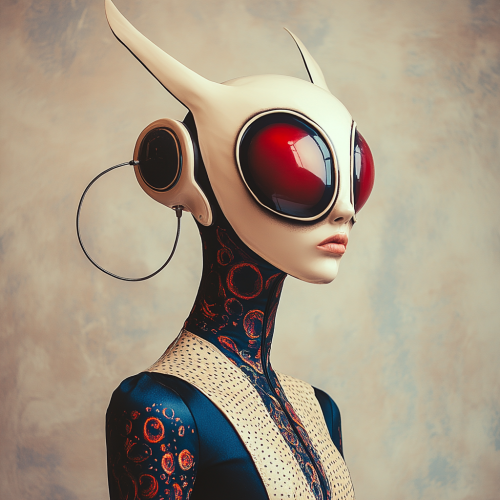 The Futuristic Fashion Model in Alien Mask