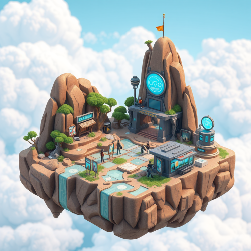 The Futuristic Mini-World on a Floating Island