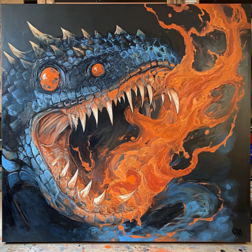 The Giant Fish-Faced Monster with Fiery Tentacles