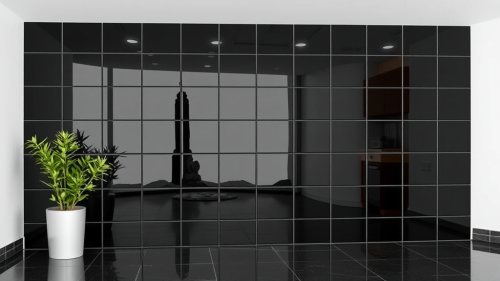 The Glossy Black Square Tile Wall