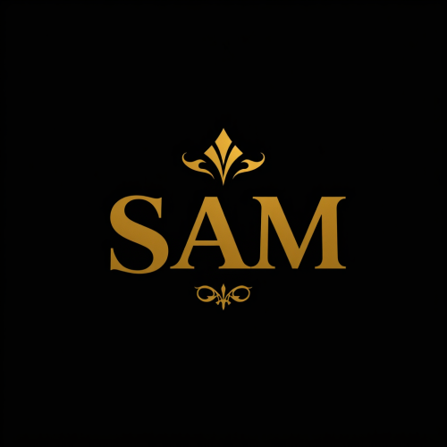 The Golden SAM Logo on Dark Background