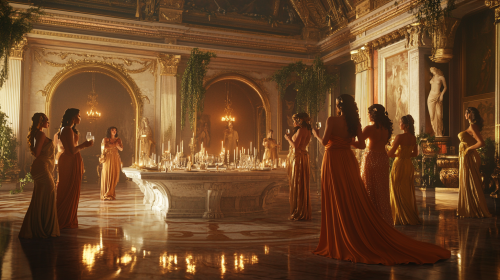 The Greek Deities' Gathering in a Grand Hall